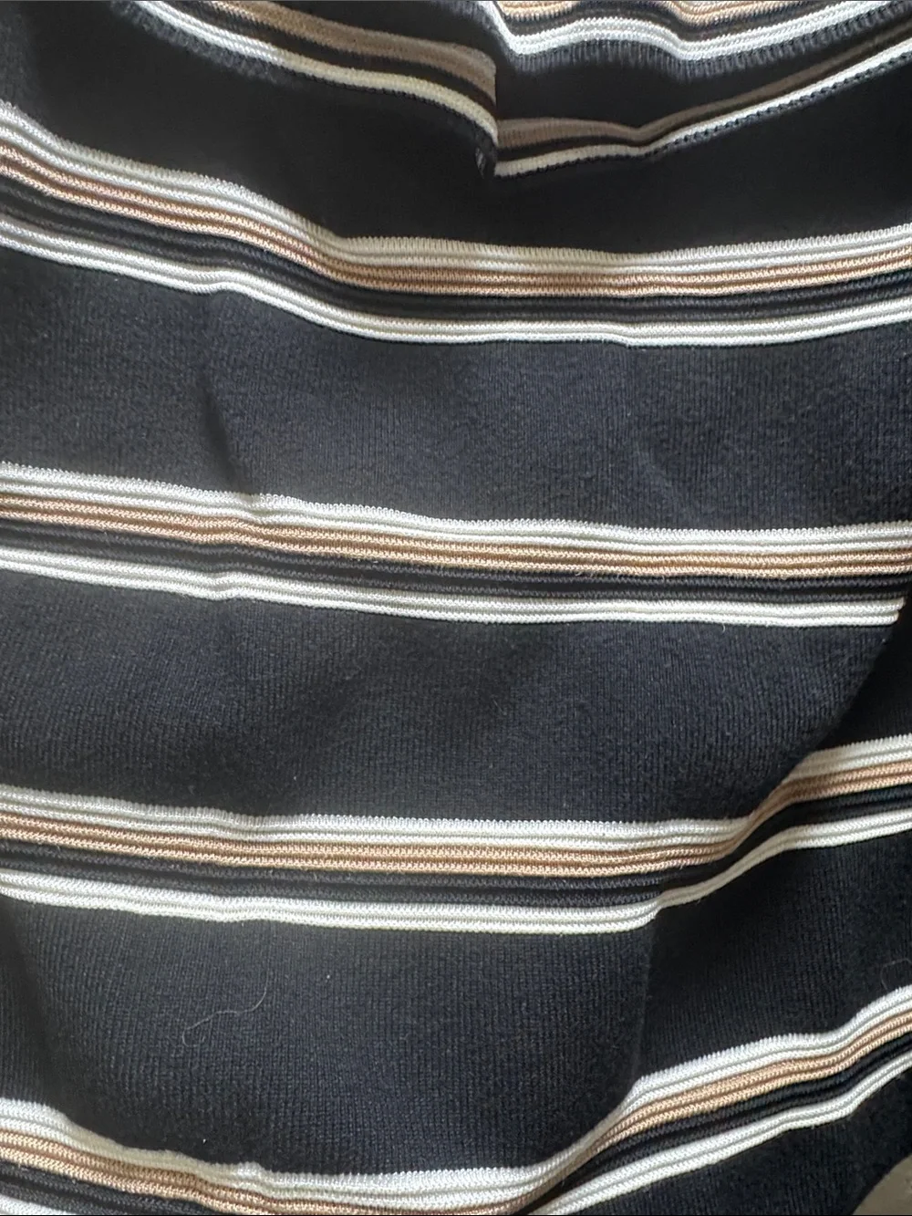 White House Black Market Black Knit Top with Cream & Tan Stripes